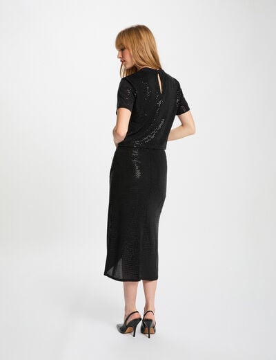 Jupe portefeuille ajustée noir femme