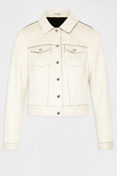 Rechte blazer in suede met knopen  vrouw