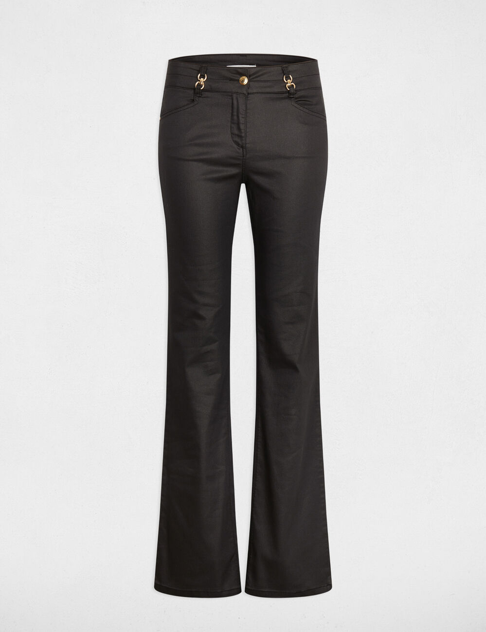 Pantalon bootcut enduit noir femme