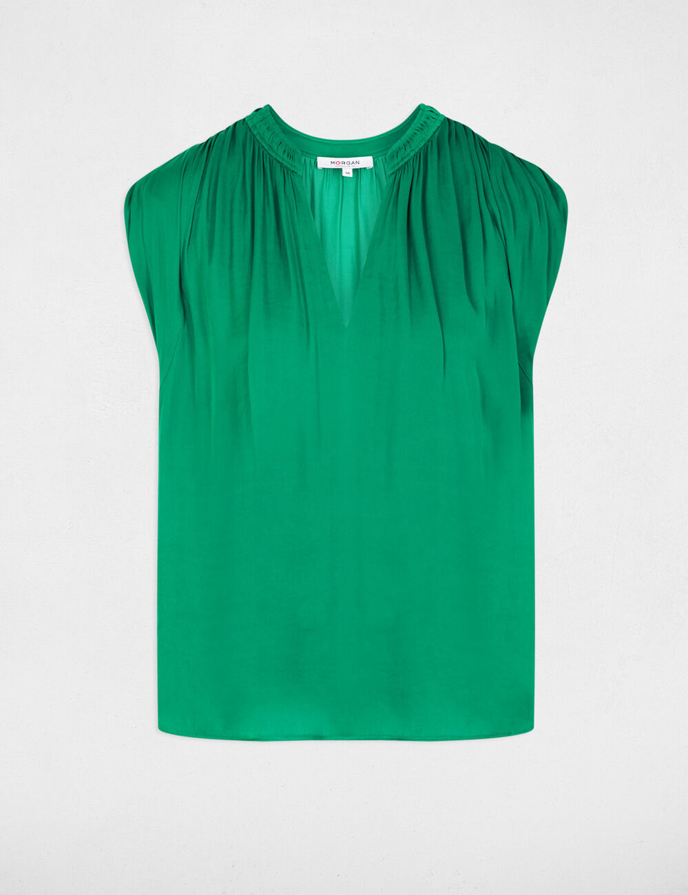 Blouse met korte mouwen weide groen vrouw