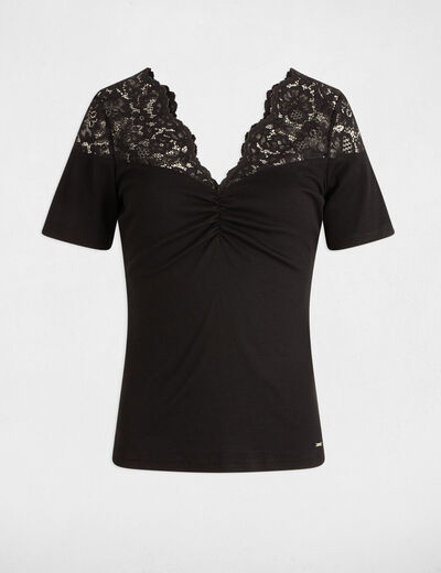 T-shirt manches courtes noir femme
