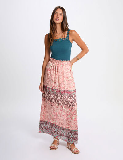 Jupe longue fluide multicolore femme