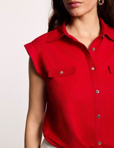 Mouwloze blouse rood vrouw