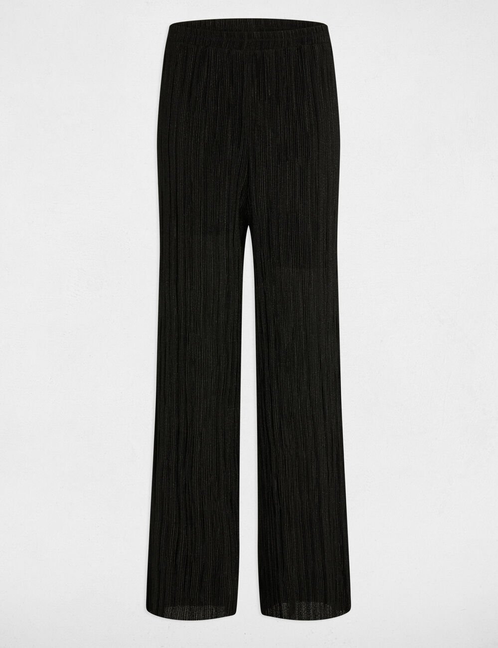 Plissé brede broek zwart vrouw