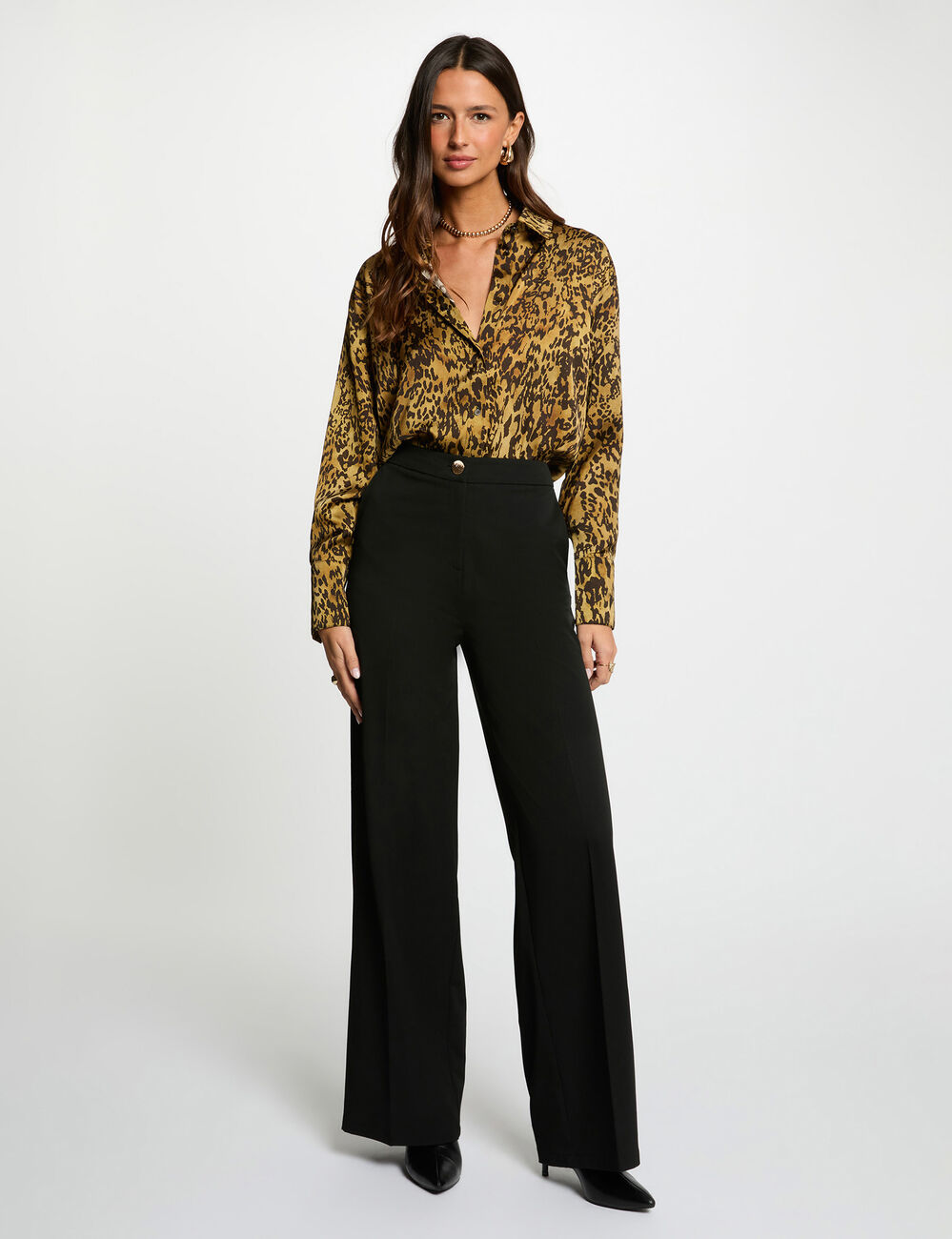 chemise satinee imprimee multicolore femme Chemise satinée imprimée multicolore femme