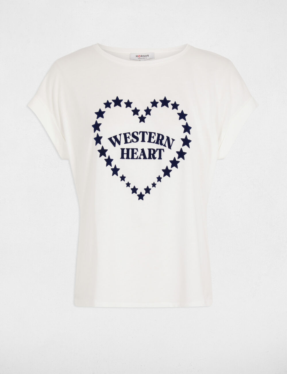 T-shirt droit col rond blanc femme