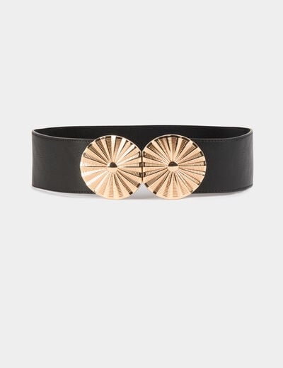 Ceinture élastiquée à boucles noir femme