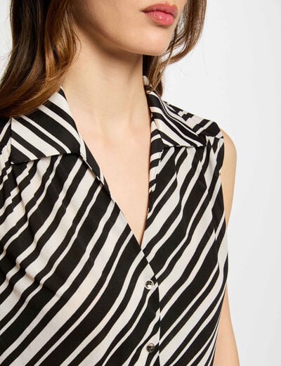 Mouwloze gestreepte tanktop helder wit vrouw