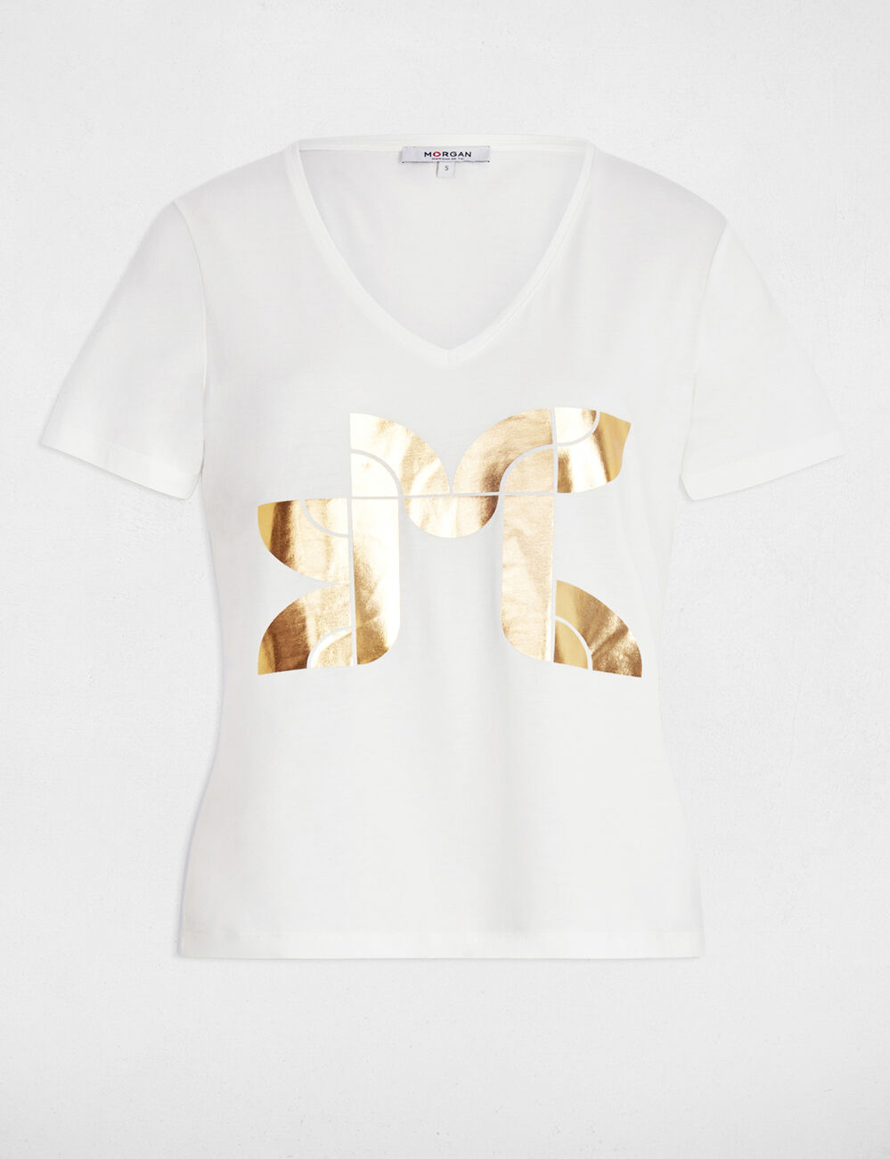 T-shirt court sérigraphié blanc femme
