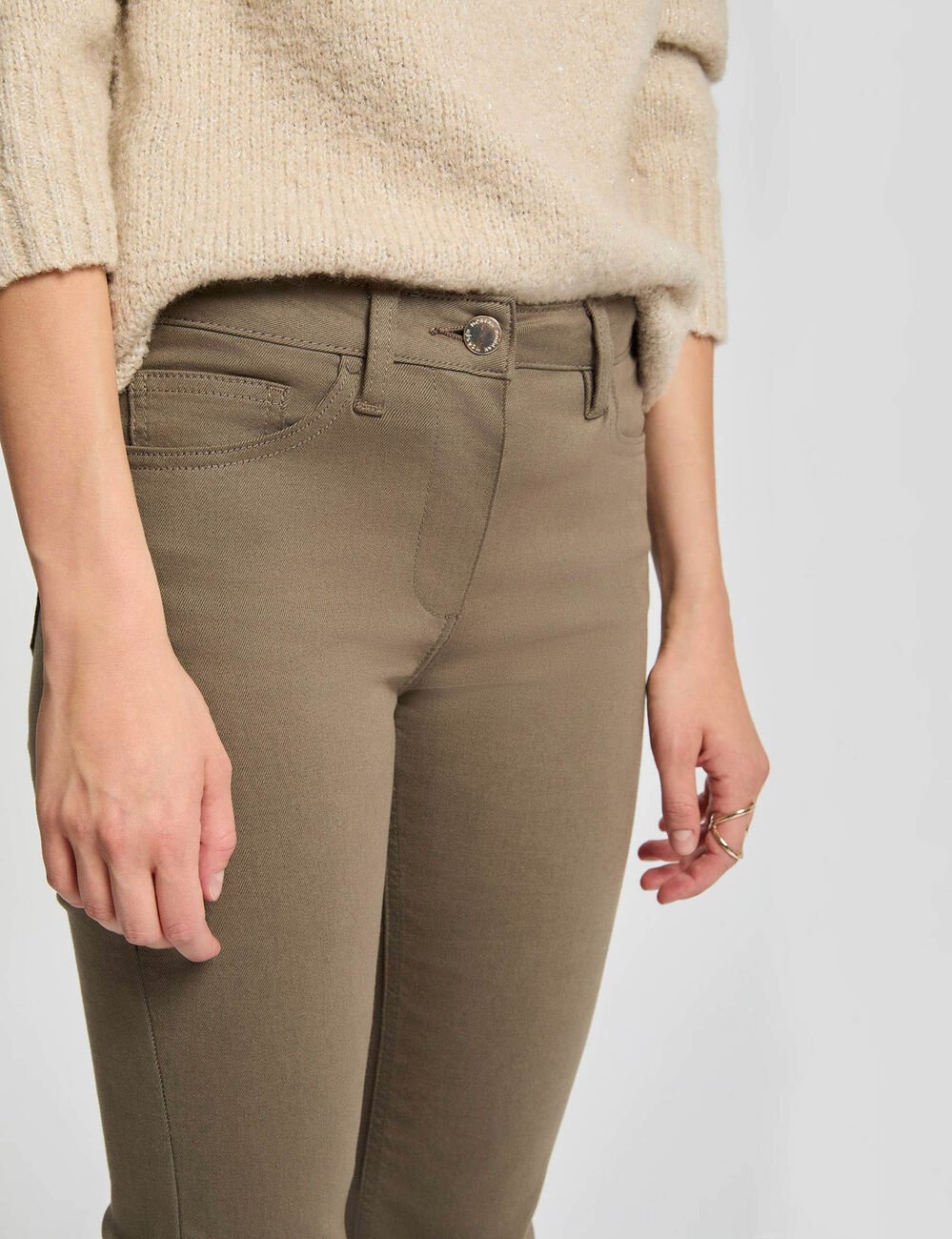 Pantalon droit vert kaki femme