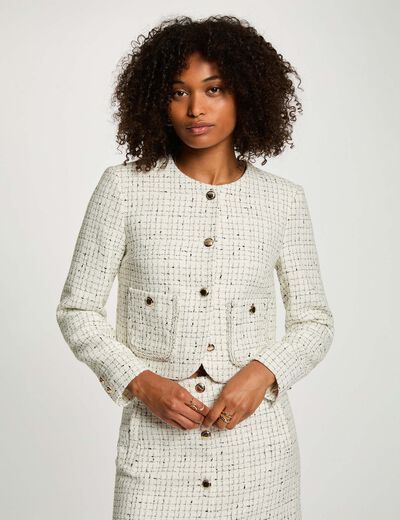 Jupe courte ajustée ivoire femme