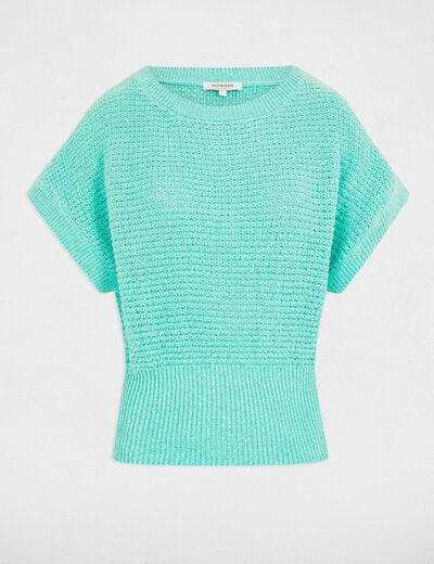 Pull manches courtes vert émeraude femme