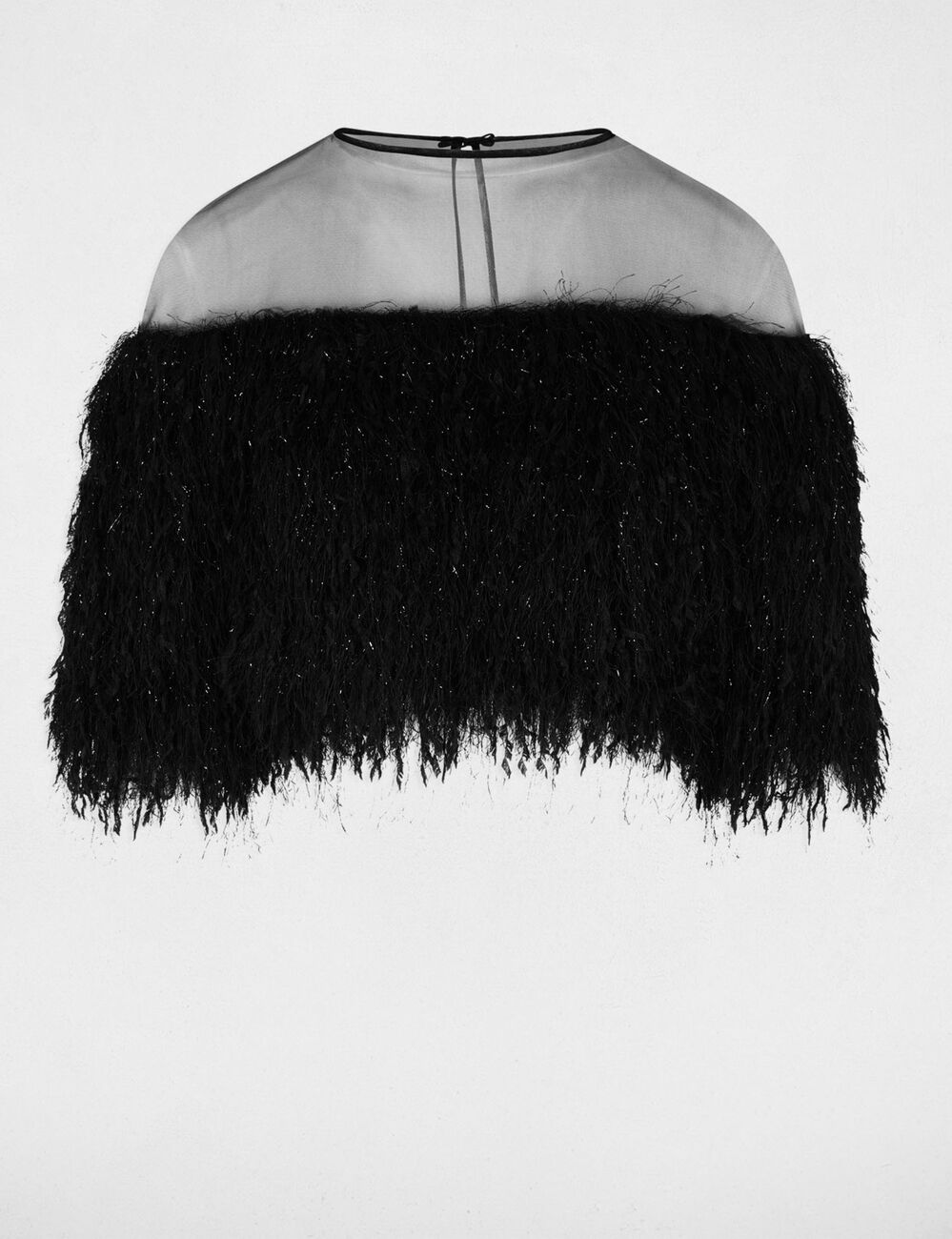 Blouse van imitatiebont zwart vrouw