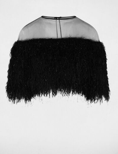 Blouse van imitatiebont zwart vrouw