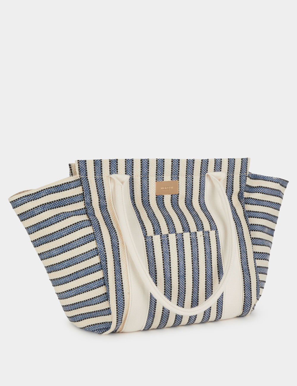 Gestreepte shopper ecru vrouw