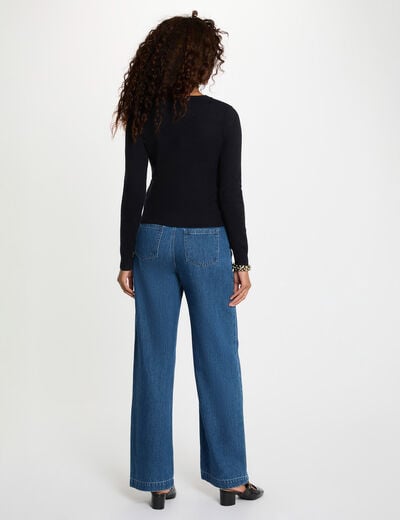 Pull col rond bleu marine femme