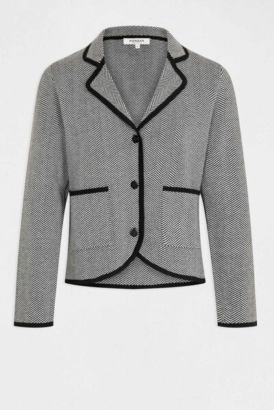 Gebreid jack met chevronprint zwart vrouw