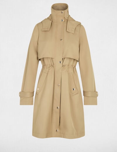 Lange parka met opstaande kraag beige vrouw