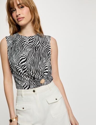 Getailleerd mouwloos T-shirt meerkleurig vrouw