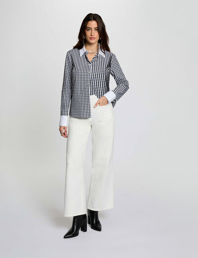 Chemise col contrastant multicolore femme