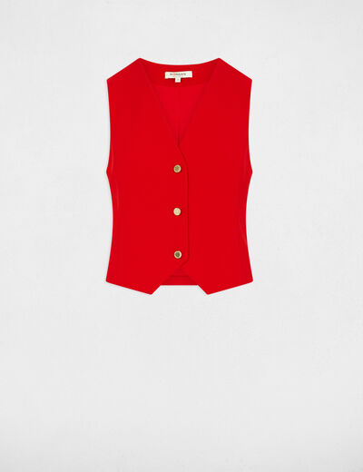 Mouwloos V-hals vest rood vrouw