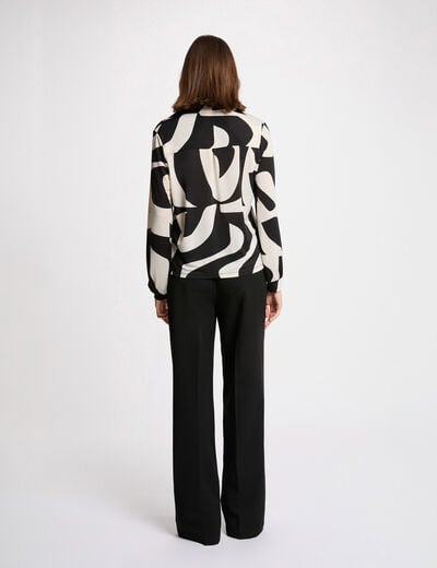 T-shirt met omgeslagen kraag helder wit vrouw