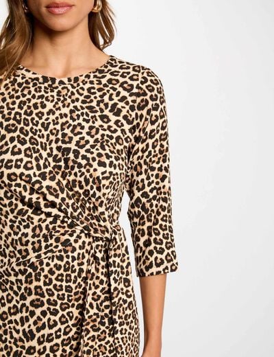 Robe courte ajustée imprimée multicolore femme