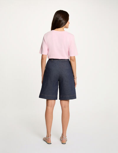 Wijde denim short ruw denim vrouw