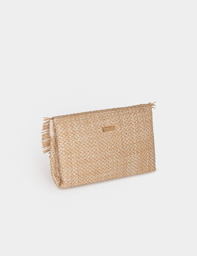 Sac tressé à franges sable femme