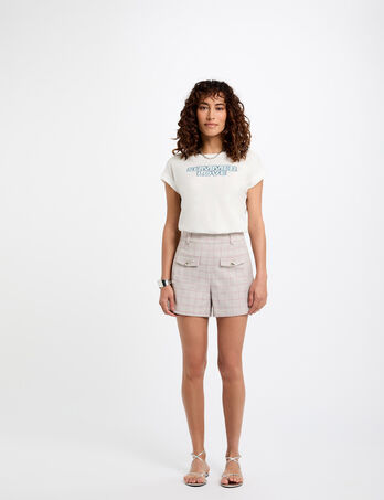 Hoge taille short met ruitprint meerkleurig vrouw