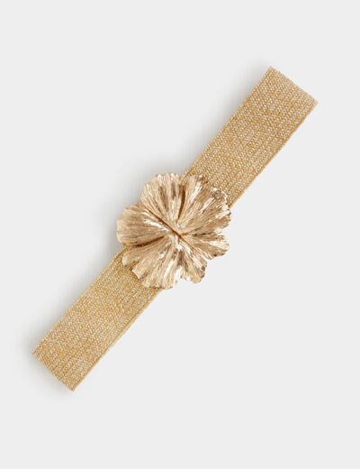 Ceinture large m&eacute;tallis&eacute;e jaune or femme