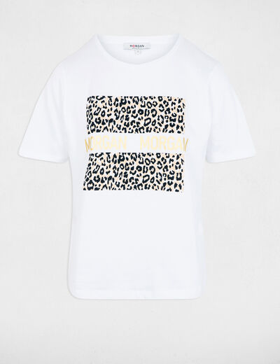 T-shirt col rond blanc femme