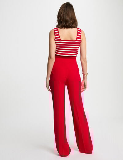 Pantalon large à pinces rouge femme