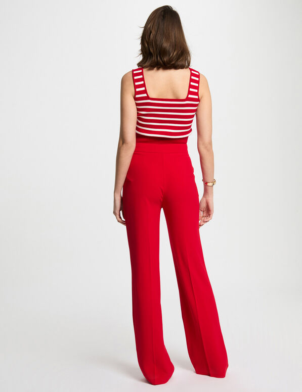 Pantalon large à pinces rouge femme