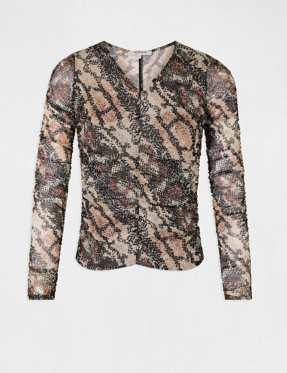 T-shirt met lange mouwen pythonprint meerkleurig vrouw