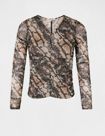 T-shirt manches longues imprim&eacute; python multico femme