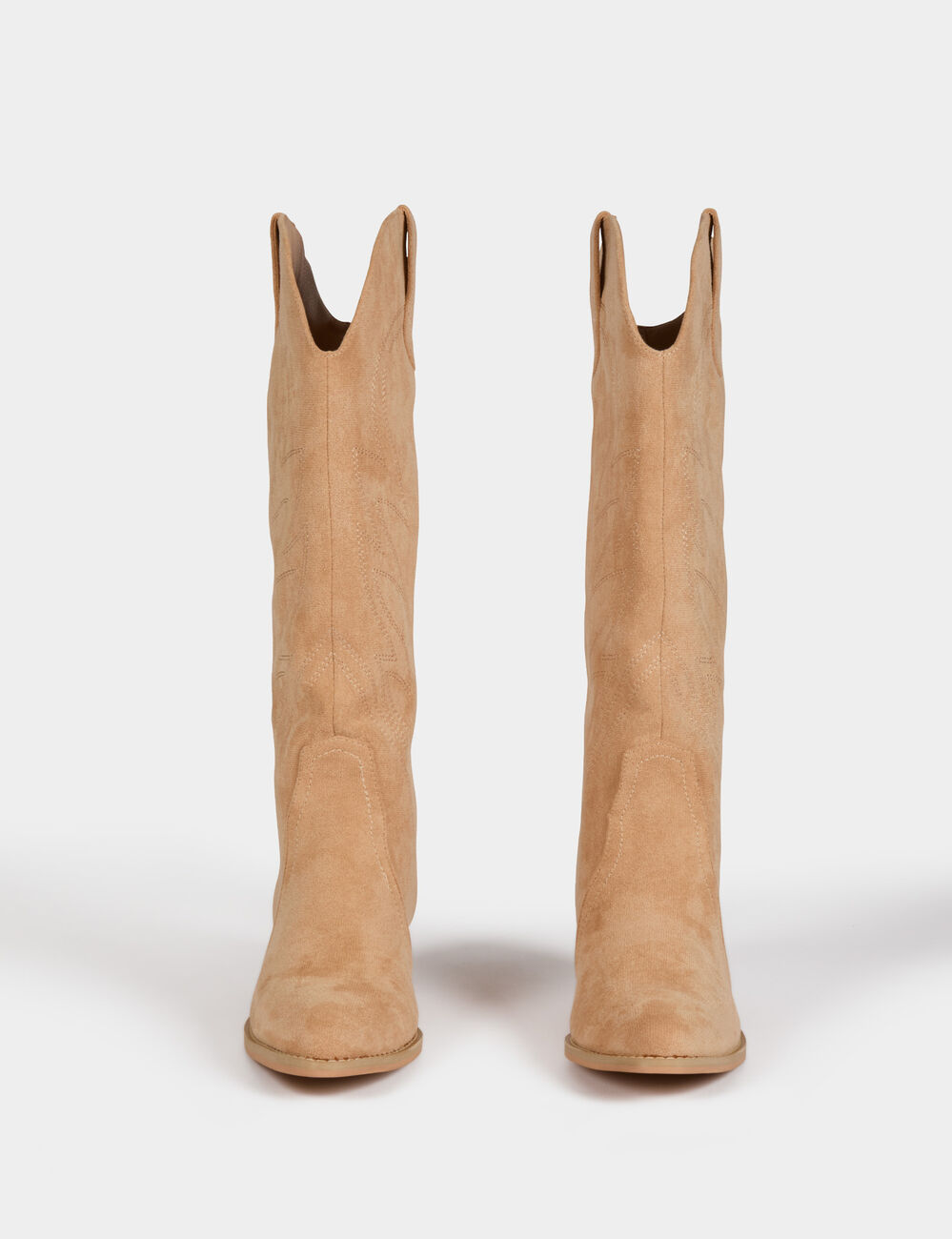 Botte western su&eacute;dine beige femme