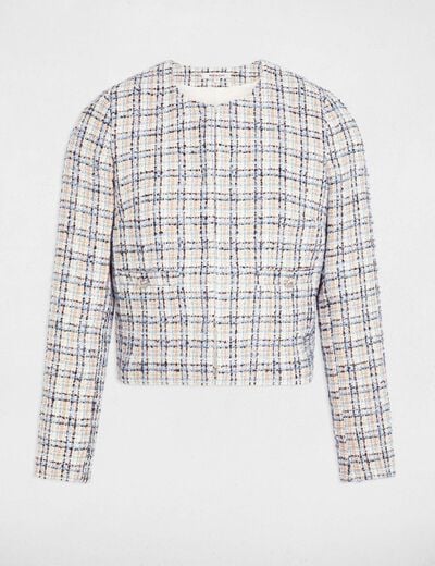 Veste tweed ajust&eacute;e multicolore femme