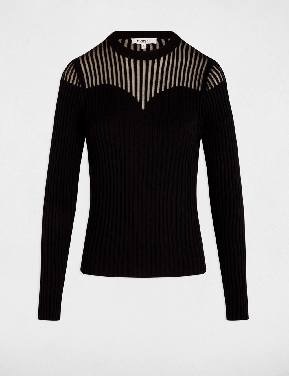 Pull torsad&eacute; cintr&eacute; noir femme