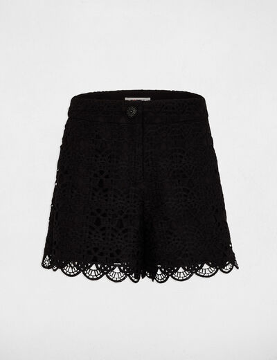Short large dentelle noir femme