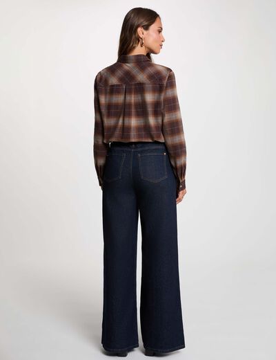 Chemise droite &agrave; carreaux multicolore femme