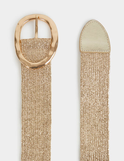 Ceinture large paille jaune or femme
