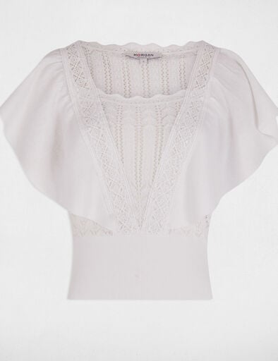 pull manches courtes dentelle ivoire femme Pull manches courtes dentelle ivoire femme
