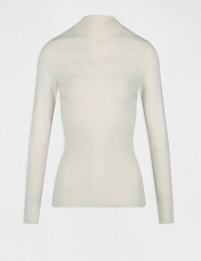 Pull manches longues &agrave; col roul&eacute; ivoire femme