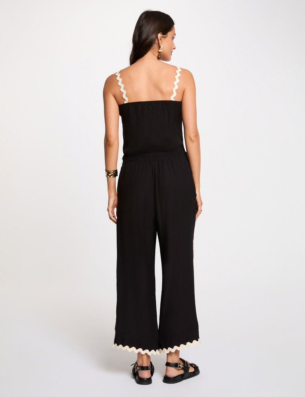 7/8 brede broek zwart vrouw