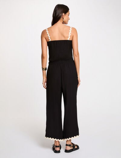 Pantalon large 7/8 noir femme