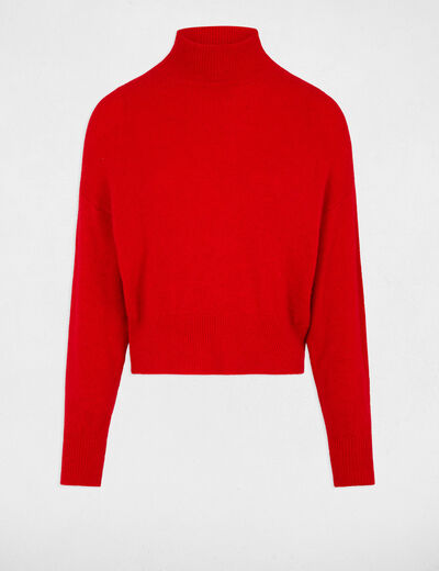 Trui met hoge kraag rood vrouw
