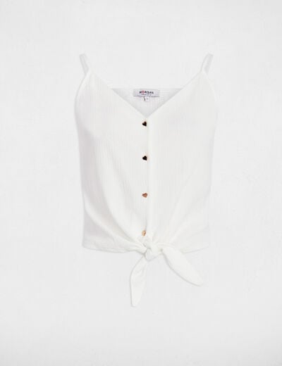 Tanktop met fijne bandjes helder wit vrouw