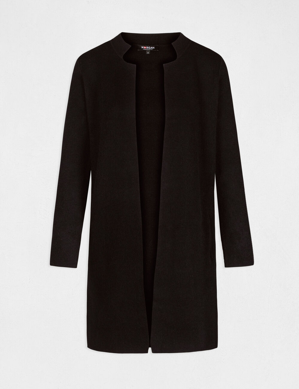 Gilet droit &agrave; col crant&eacute; gris fonc&eacute; femme