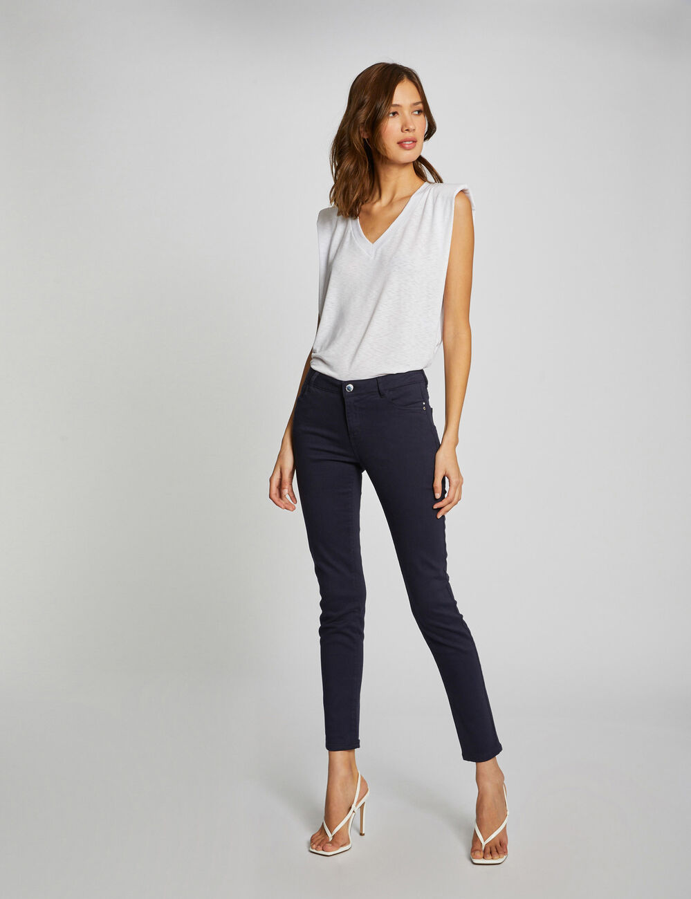 Skinny broek met lage taille marine vrouw